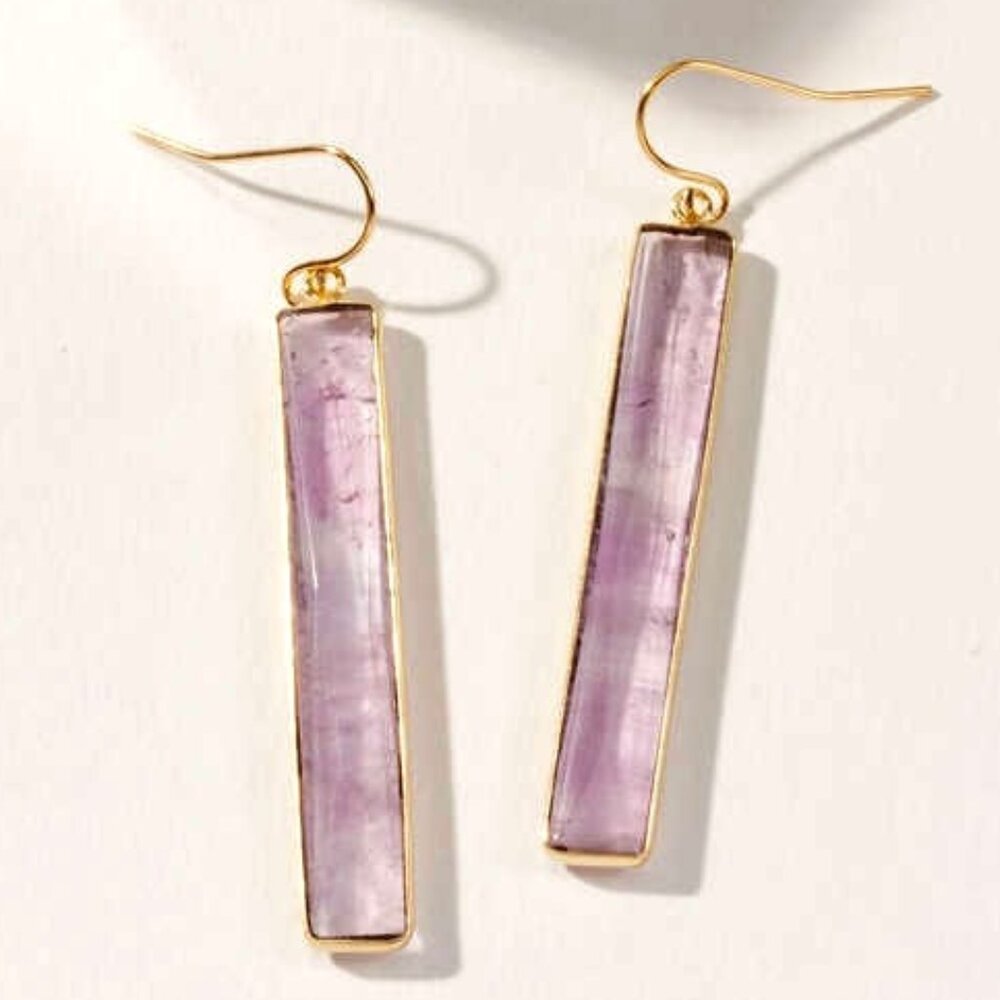 Sticks and Stones Drop Earrings- Amethyst